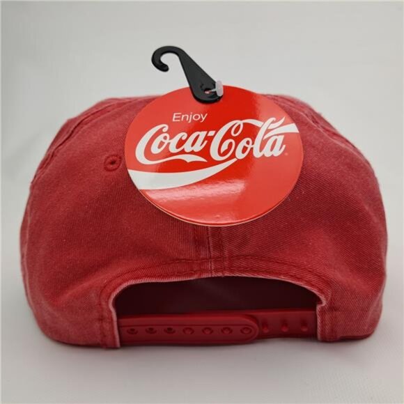 Coca Cola Rope Hat Snapback Adjustable Mens Distressed Red Cotton Retro Cap Rare main image 4